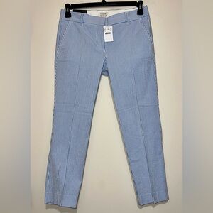 New J. CREW Blue White Striped SeerSucker Skimmer Ankle Pants City Fit Size 4